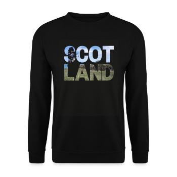 Schottland Tartan Schriftzug Dudelsack Highlands - Unisex Pullover - Schwarz - Vorne - Alina (178cm) & Michal (187cm)