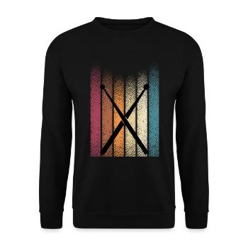 Vintage Retro Schlagzeug Drumsticks Schlagzeuger - Unisex Pullover - Schwarz - Vorne - Alina (178cm) & Michal (187cm)