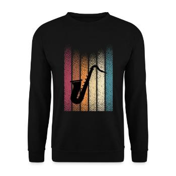 Vintage Retro Saxophonist Saxophon - Unisex Pullover - Schwarz - Vorne - Alina (178cm) & Michal (187cm)