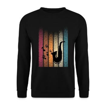 Vintage Retro Saxophonist Saxophon - Unisex Pullover - Schwarz - Vorne - Alina (178cm) & Michal (187cm)