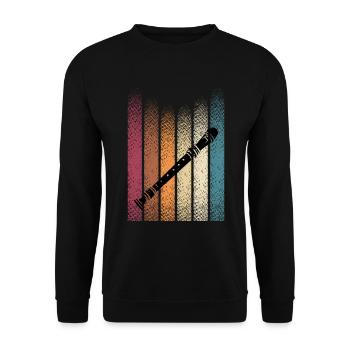 Retro Vintage Blockflöte - Unisex Pullover - Schwarz - Vorne - Alina (178cm) & Michal (187cm)