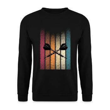 Retro Dartturnier Darter Dartpfeile Dartscheibe - Unisex Pullover - Schwarz - Vorne - Alina (178cm) & Michal (187cm)