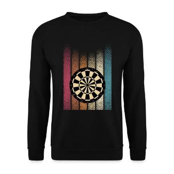 Retro Dartturnier Darter Dartpfeile Dartscheibe - Unisex Pullover - Schwarz - Vorne - Alina (178cm) & Michal (187cm)