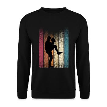 Vintage Softball Retro Baseballspieler Baseball - Unisex Pullover - Schwarz - Vorne - Alina (178cm) & Michal (187cm)