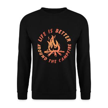 Camping extérieur feu de camp nature - Sweat-shirt Unisexe - noir - Devant - Alina (178cm) & Michal (187cm)