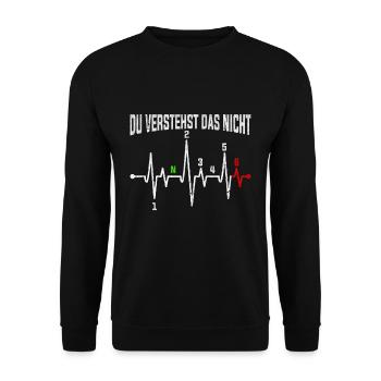 Herzschlag Motorrad Das verstehst du nicht Puls - Unisex Pullover - Schwarz - Vorne - Alina (178cm) & Michal (187cm)