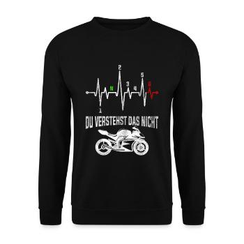 Motorrad Puls Gänge Das Verstehst Du Nicht Männer - Unisex Pullover - Schwarz - Vorne - Alina (178cm) & Michal (187cm)