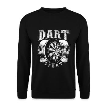Dart Spieler Totenkopf Dart Scheibe Darts Tunier - Unisex Pullover - Schwarz - Vorne - Alina (178cm) & Michal (187cm)
