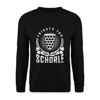 Fridays For Schorle Weinschorle lustig Geschenk - Unisex Pullover - Schwarz - Vorne - Alina (178cm) & Michal (187cm)