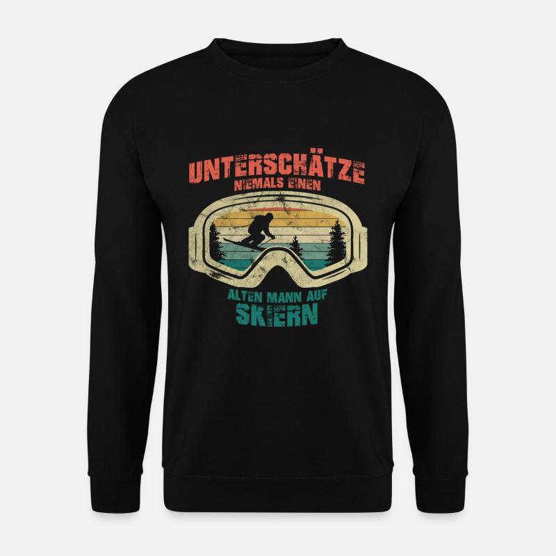 Unterschätze niemals einen alten Mann auf Skiern - Unisex Pullover - Schwarz