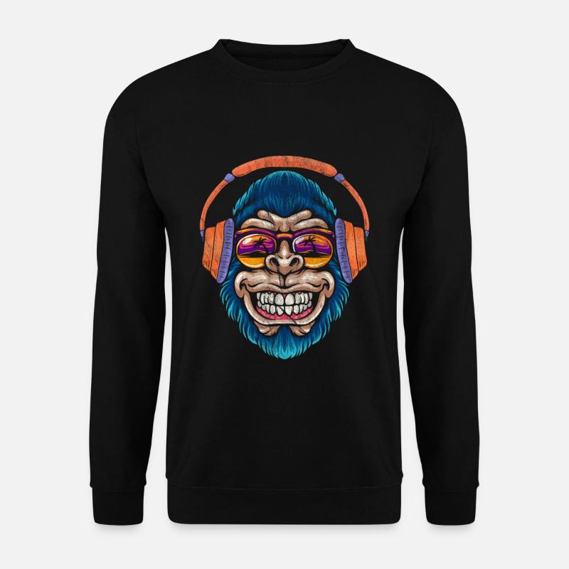 Monkey DJ Affe - Unisex Pullover - Schwarz