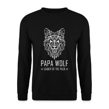 Papa Wolf Pack Leader Father's Day Wolf's Geometry - Unisex Sweatshirt - black - Front - Alina (178cm) & Michal (187cm)