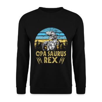 Opa Opasaurus Familie Vintage Retro Dinosaurier - Unisex Pullover - Schwarz - Vorne - Alina (178cm) & Michal (187cm)