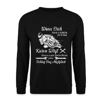 Biker Frau Motoorad Geschenk Chopper Motocross - Unisex Pullover - Schwarz - Vorne - Alina (178cm) & Michal (187cm)