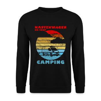Camping Kastenwagen on Tour Campervans Trip Vintag - Unisex Pullover - Schwarz - Vorne - Alina (178cm) & Michal (187cm)
