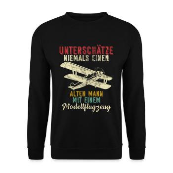 Modellflugzeug Modellbau Flugzeugmodell Spruch Opa - Unisex Pullover - Schwarz - Vorne - Alina (178cm) & Michal (187cm)