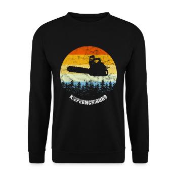 Kiefernchirurg Retro Vintage Holzfäller Kettensäge - Unisex Pullover - Schwarz - Vorne - Alina (178cm) & Michal (187cm)