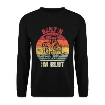 Benzin im Blut - Unisex Pullover - Schwarz - Vorne - Alina (178cm) & Michal (187cm)