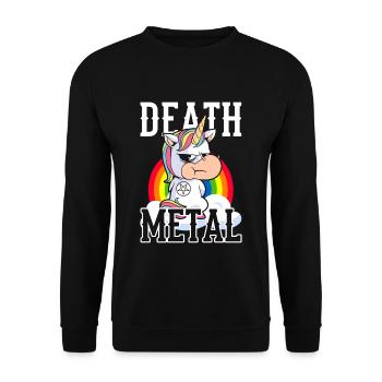 Einhorn Death Metal - Unisex Pullover - Schwarz - Vorne - Alina (178cm) & Michal (187cm)