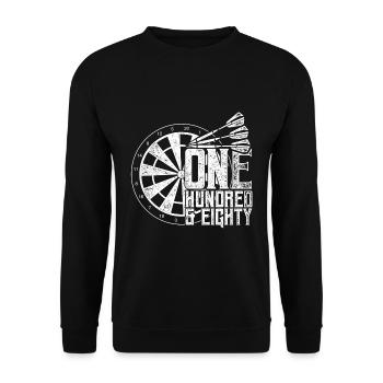 Dart One Hundred And Eighty 180 Darts Dartpfeil Ge - Unisex Pullover - Schwarz - Vorne - Alina (178cm) & Michal (187cm)