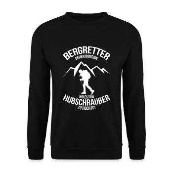Bergretter Geschenk Bergrettung Retro - Unisex Pullover - Schwarz - Vorne - Alina (178cm) & Michal (187cm)