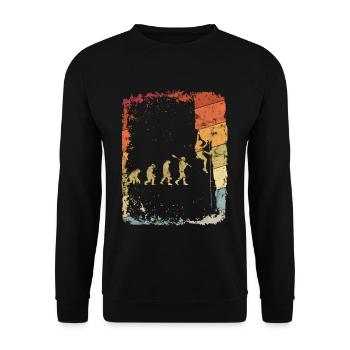 Climbing Evolution Gift Vinatge Retro - Unisex Sweatshirt - black - Front - Alina (178cm) & Michal (187cm)