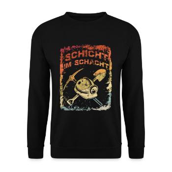Schicht im Schacht Vintage Geschenk - Unisex Pullover - Schwarz - Vorne - Alina (178cm) & Michal (187cm)