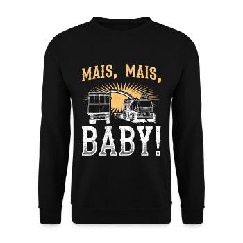 Mais Mais Baby Landwirt Spruch Bauer Farmer Trakto - Unisex Pullover - Schwarz - Vorne - Alina (178cm) & Michal (187cm)
