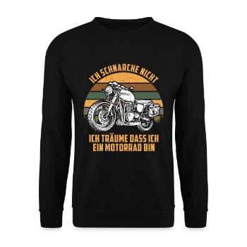 Ich schnarche nicht - Motorrad Vintage Retro Spruc - Unisex Pullover - Schwarz - Vorne - Alina (178cm) & Michal (187cm)