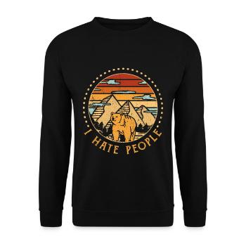 Bears I Hate People Retro Vintage - Unisex Sweatshirt - black - Front - Alina (178cm) & Michal (187cm)