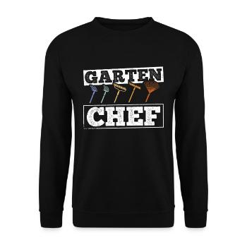 Garten Chef Gartenchef für Gärtner - Unisex Pullover - Schwarz - Vorne - Alina (178cm) & Michal (187cm)