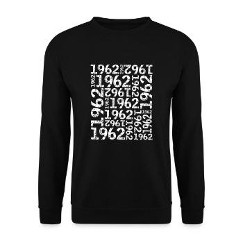 1962, 60. Geburtstag 2022, Jahrestag, Hochzeitstag - Unisex Pullover - Schwarz - Vorne - Alina (178cm) & Michal (187cm)