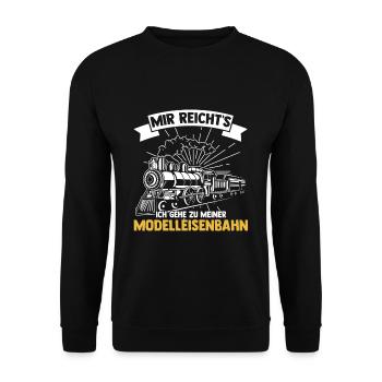 Mir reicht's ich geh zu meiner Modelleisenbahn Eis - Unisex Pullover - Schwarz - Vorne - Alina (178cm) & Michal (187cm)