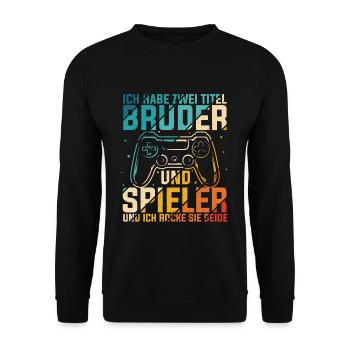 Gaming Bruder Schwester Gamer Zocker Geburtstag Ge - Unisex Pullover - Schwarz - Vorne - Alina (178cm) & Michal (187cm)