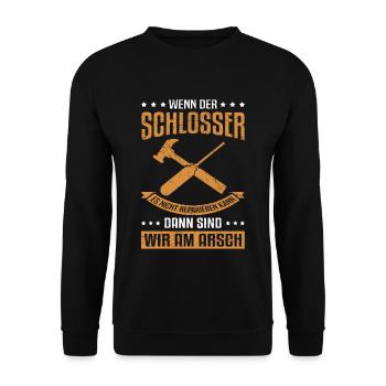 Schlosser Motiv Schlosser Sprüche Schlosser Gesche - Unisex Pullover - Schwarz - Vorne - Alina (178cm) & Michal (187cm)