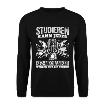 Studieren kann Jeder - KFZ- Mechaniker werden nur - Unisex Pullover - Schwarz - Vorne - Alina (178cm) & Michal (187cm)