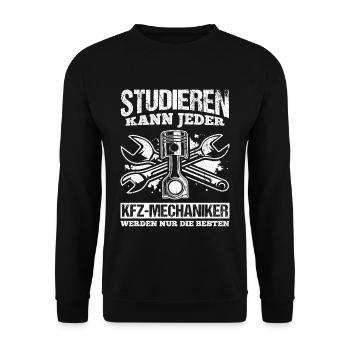 Studieren kann Jeder - KFZ- Mechaniker werden nur - Unisex Pullover - Schwarz - Vorne - Alina (178cm) & Michal (187cm)