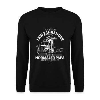 LKW Papa Vatertag Vater LKW-Fahrer Geschenk - Unisex Pullover - Schwarz - Vorne - Alina (178cm) & Michal (187cm)