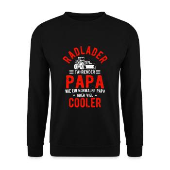 Radlader fahrender Papa wie ein Normaler Papa aber - Unisex Pullover - Schwarz - Vorne - Alina (178cm) & Michal (187cm)