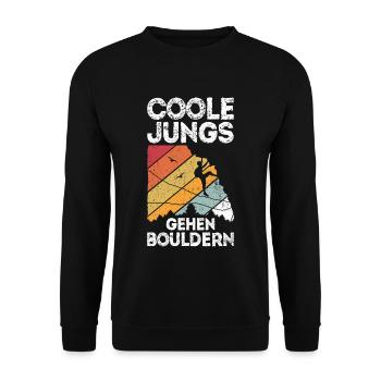 Coole Jungs gehen Bouldern - Klettern Geschenk Jun - Unisex Pullover - Schwarz - Vorne - Alina (178cm) & Michal (187cm)
