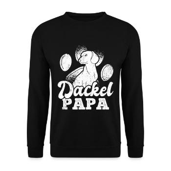 Dackel Papa Hundeliebhaber Dachshund Vatertag - Unisex Pullover - Schwarz - Vorne - Alina (178cm) & Michal (187cm)