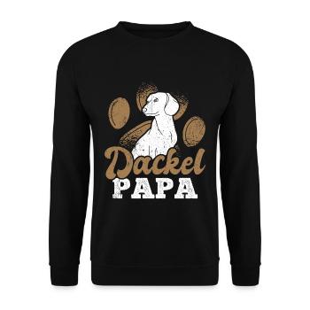 Dackel Papa Hundeliebhaber Dachshund Vatertag - Unisex Pullover - Schwarz - Vorne - Alina (178cm) & Michal (187cm)