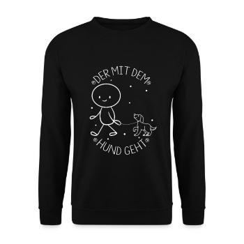 Der mit dem Hund geht - Hunde Hundebesitzer Gesche - Unisex Pullover - Schwarz - Vorne - Alina (178cm) & Michal (187cm)