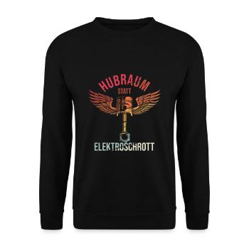 Hubraum statt Elektroschrott - Auto Tuning Motorsp - Unisex Pullover - Schwarz - Vorne - Alina (178cm) & Michal (187cm)