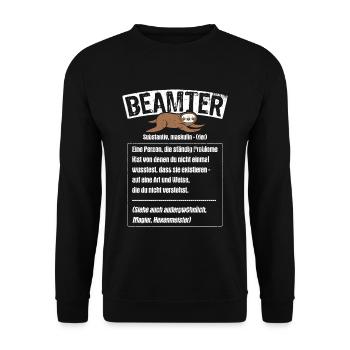 Beamter Definition - Beamter Kaffee Beamtin Gesche - Unisex Pullover - Schwarz - Vorne - Alina (178cm) & Michal (187cm)