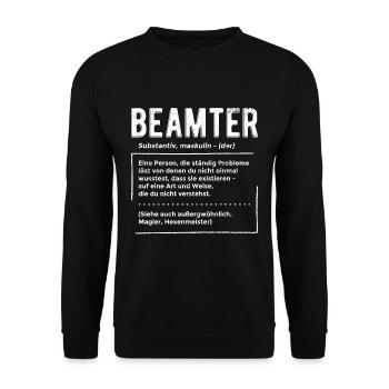Beamter Definition - Beamter Kaffee Geschenk - Unisex Pullover - Schwarz - Vorne - Alina (178cm) & Michal (187cm)