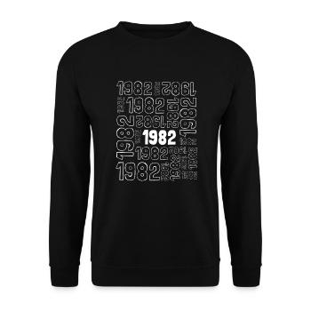 Jahrgang 1982 - 40. Geburtstag, Hochzeitstag - Unisex Pullover - Schwarz - Vorne - Alina (178cm) & Michal (187cm)