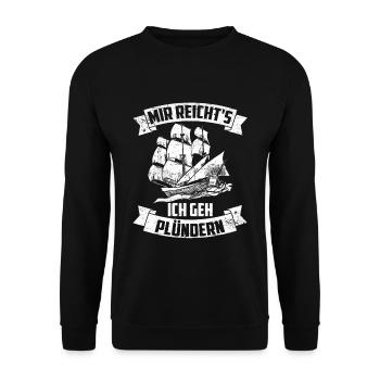 Wikinger Mir Reichts Ich Geh Plündern Geschenk See - Unisex Pullover - Schwarz - Vorne - Alina (178cm) & Michal (187cm)