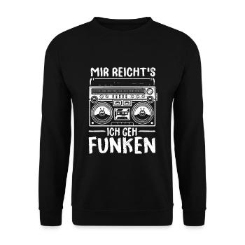 Mir reichts ich geh Funken - Funker Geschenk - Unisex Pullover - Schwarz - Vorne - Alina (178cm) & Michal (187cm)