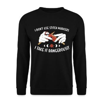 Ne pas tricoter dangereusement avec des marqueurs de point - Sweat-shirt Unisexe - noir - Devant - Alina (178cm) & Michal (187cm)